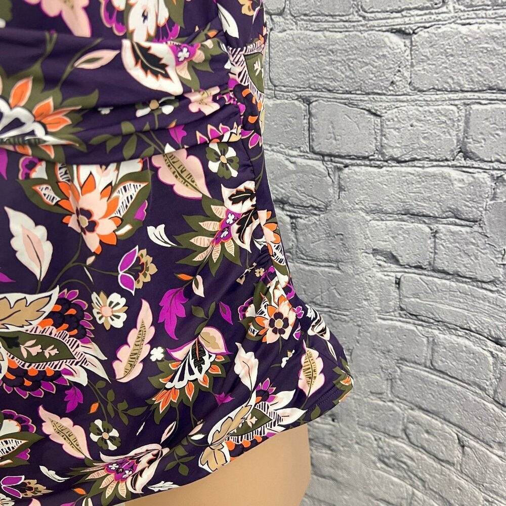 Lands' End Floral Print Tankini Top Ruched Sides & Adjustable Straps 22w - Picture 5 of 8